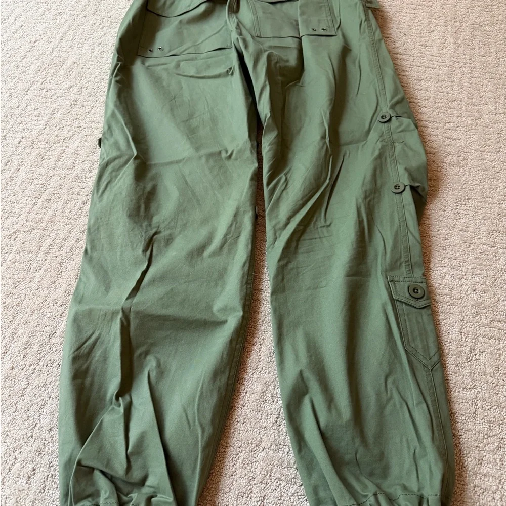 Olive Green Utility Drawstring Track Pants - Picture 6 of 6
